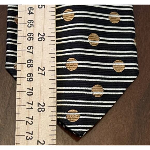 Vintage Smith Forester Black Gold 100% Imported Silk Men’s Neck Tie Made In USA - Picture 5 of 9